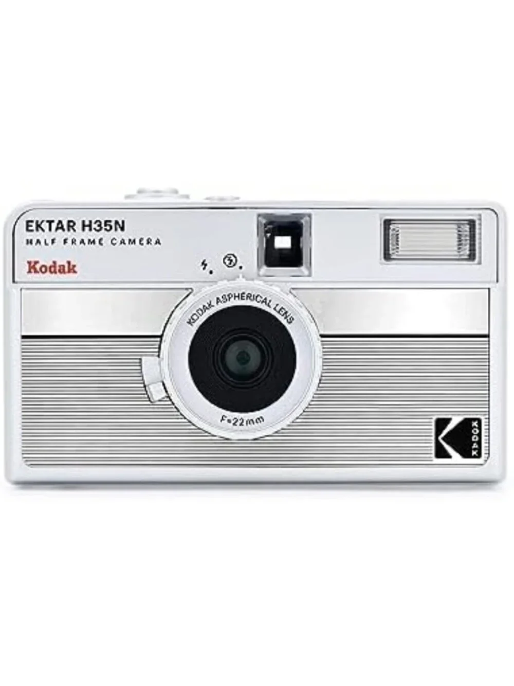 Half Frame Film Camera Bundle with 35mm Kodak Ultramax 400 Film - Striped Silver